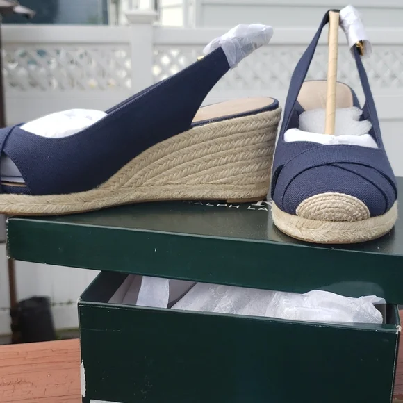 New Ralph Lauren blue wedges size 8 - Picture 5 of 9